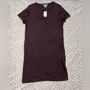 New Chico's 100\% Cotton Brown Knit T-Shirt Dress Size 2